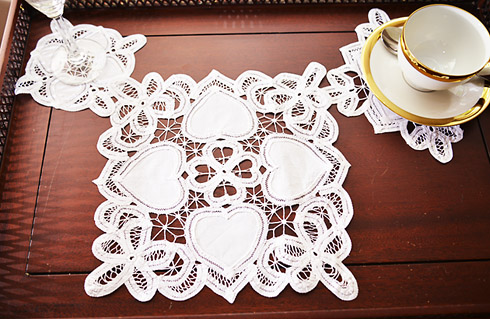 Square Doily Happy Hearts